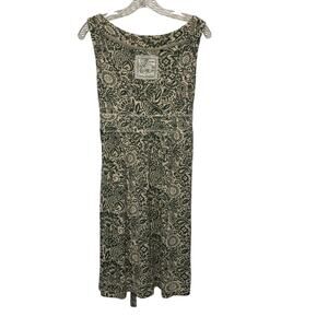 Fat Face Dress 10 Green Floral Sleeveless Empire Waist Tie Casual Summer Beach